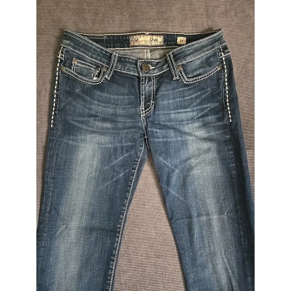 BKE Jeans‎ Womens Size 27 Blue Stella Cropped Straight Leg Stretch